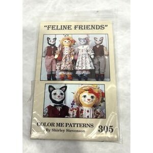 Feline Friends Cat Doll Sewing Pattern #305 by Shirley Stevenson 22" Dolls‎ NOS